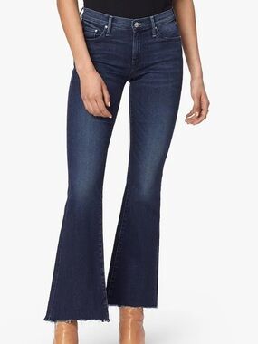 Mother The Weekender Fray Jeans Tongue and Chic Dark Wash Bootcut